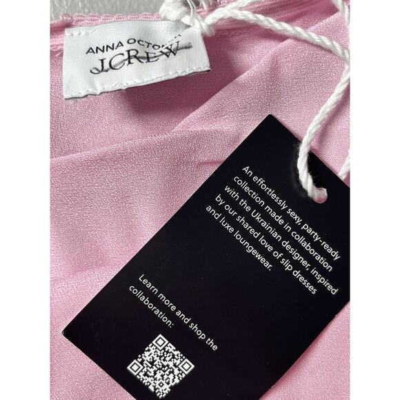 Anna October© X J.Crew Short Sleeve Slip Dress in Luster Crepe Size 22 Pink Maxi - Picture 9 of 11